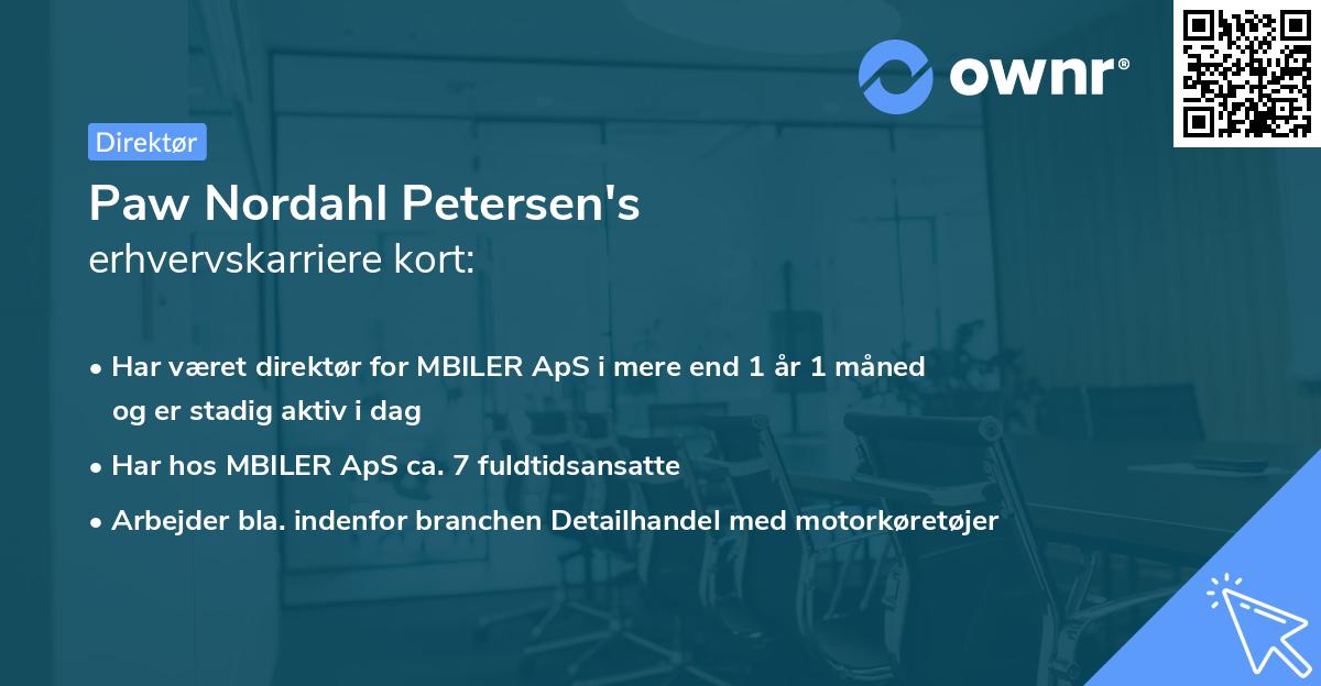 Paw Nordahl Petersen's erhvervskarriere kort