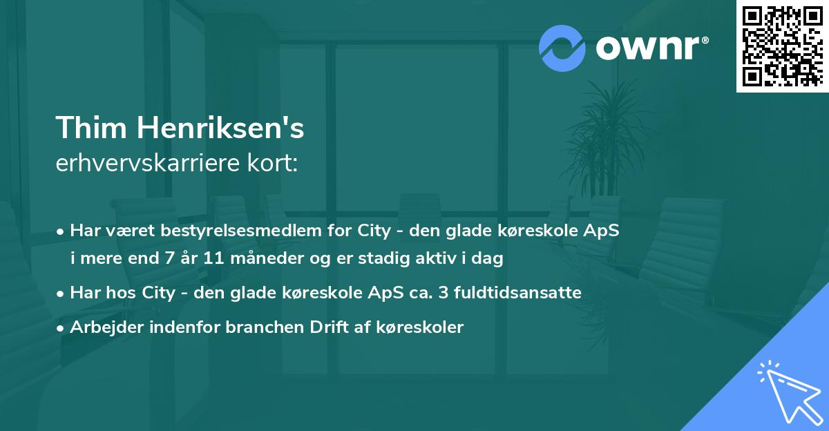 Thim Henriksen's erhvervskarriere kort