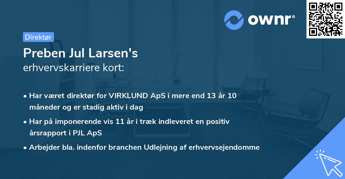Preben Jul Larsen's erhvervskarriere kort