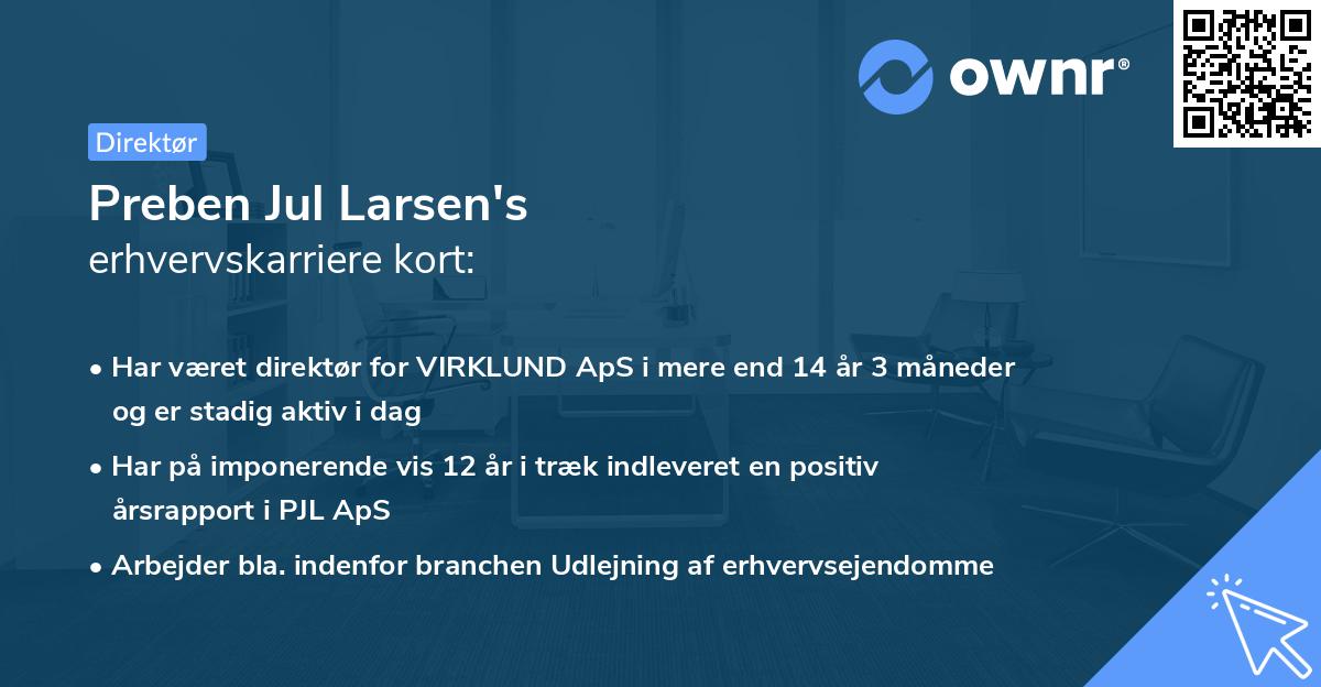 Preben Jul Larsen's erhvervskarriere kort