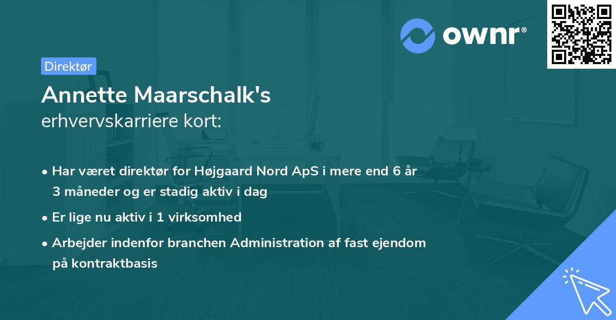 Annette Maarschalk's erhvervskarriere kort