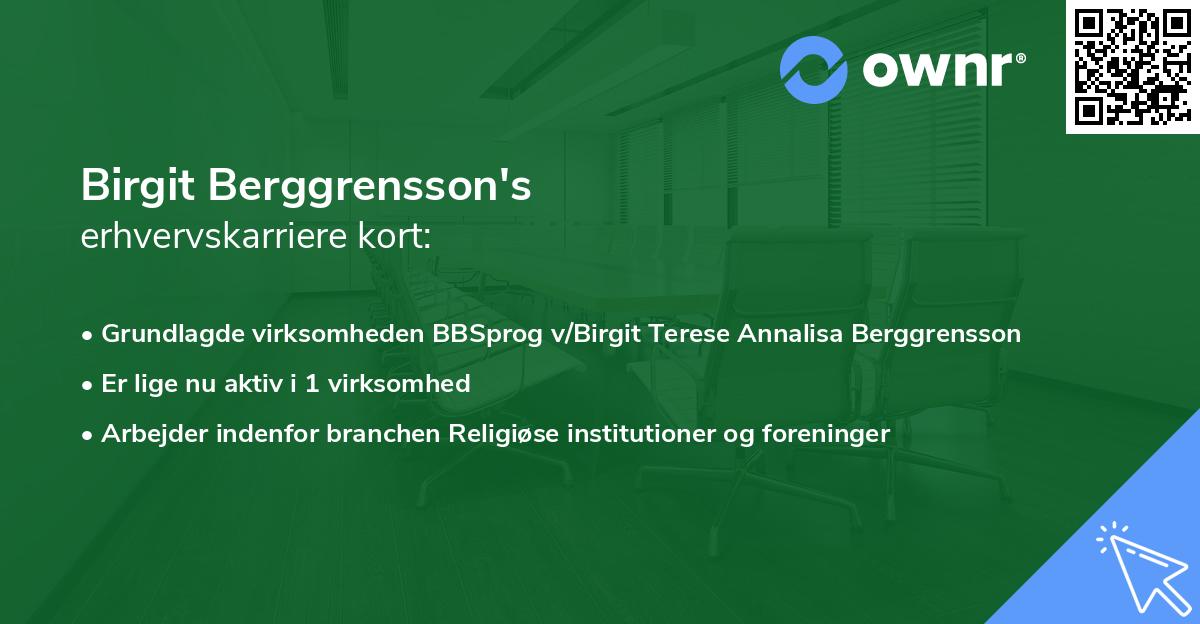 Birgit Berggrensson's erhvervskarriere kort