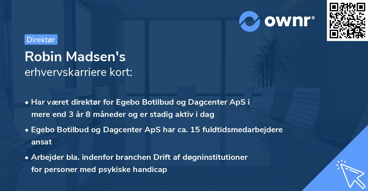 Robin Madsen's erhvervskarriere kort