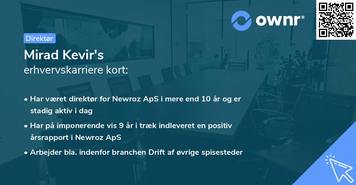 Mirad Kevir's erhvervskarriere kort