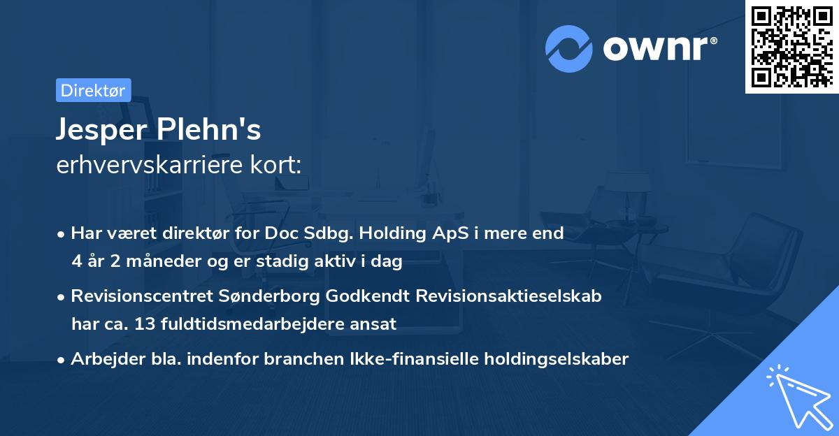 Jesper Plehn's erhvervskarriere kort