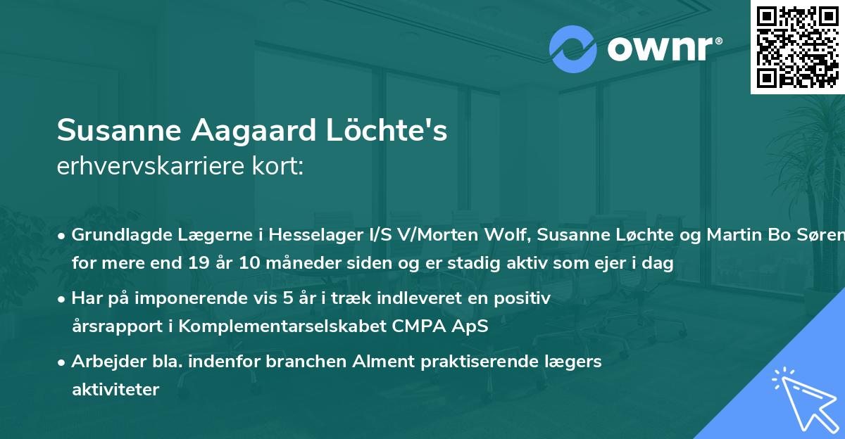 Susanne Aagaard Löchte's erhvervskarriere kort
