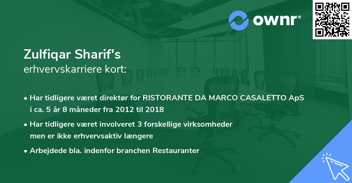 Zulfiqar Sharif's erhvervskarriere kort