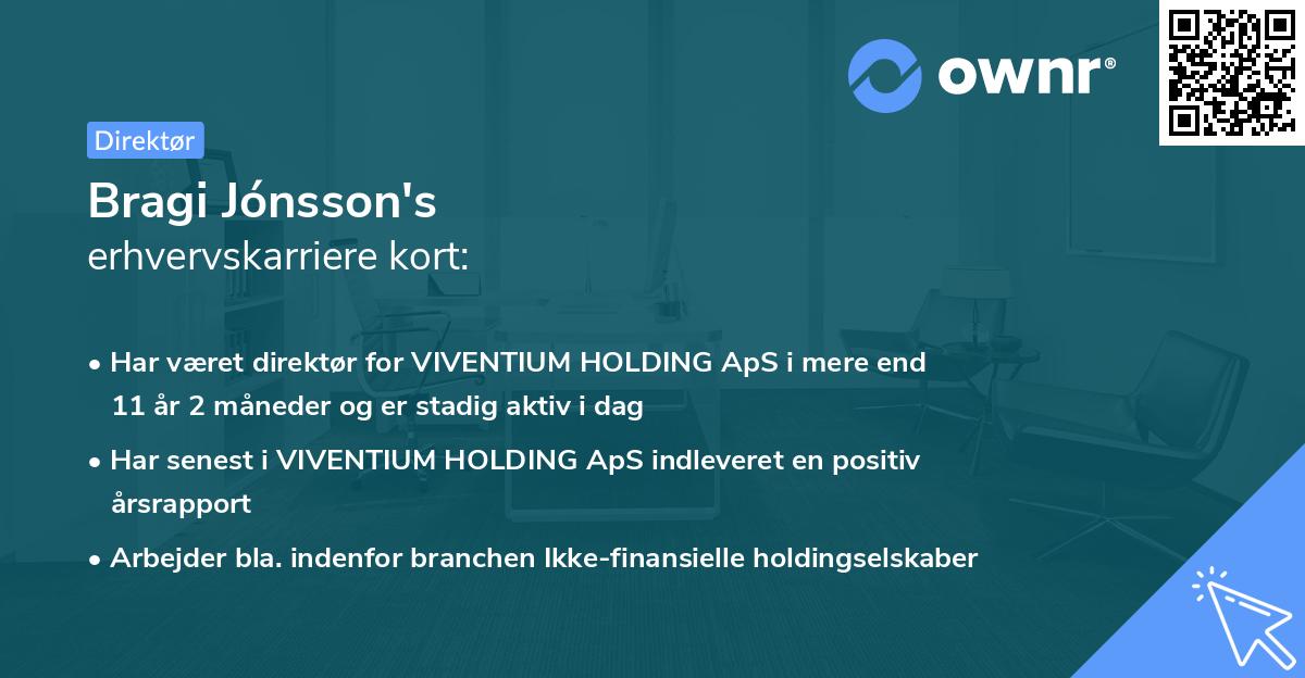 Bragi Jónsson's erhvervskarriere kort