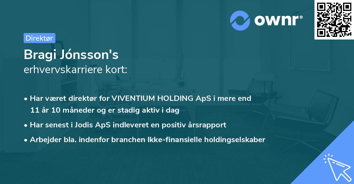 Bragi Jónsson's erhvervskarriere kort