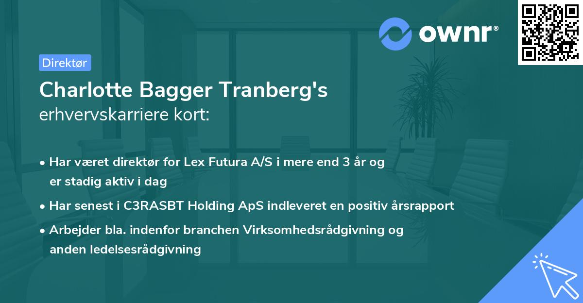 Charlotte Bagger Tranberg's erhvervskarriere kort