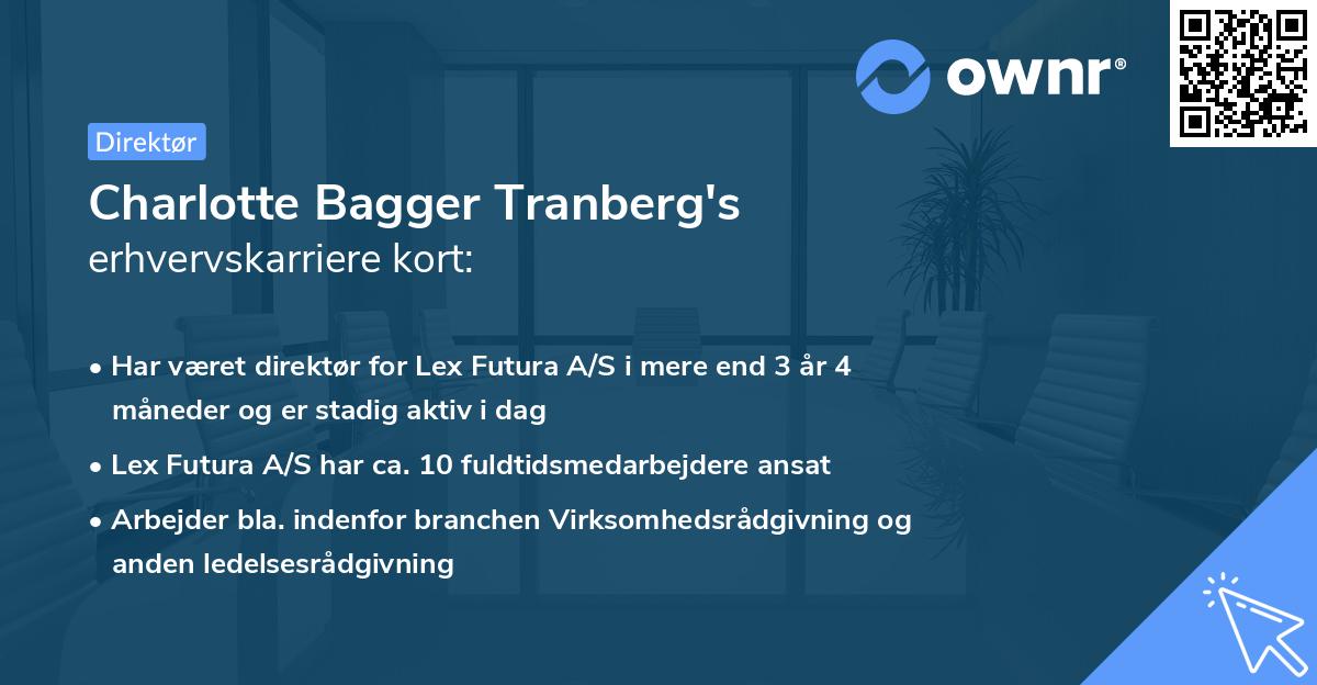 Charlotte Bagger Tranberg's erhvervskarriere kort