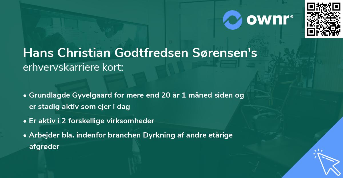 Hans Christian Godtfredsen Sørensen's erhvervskarriere kort
