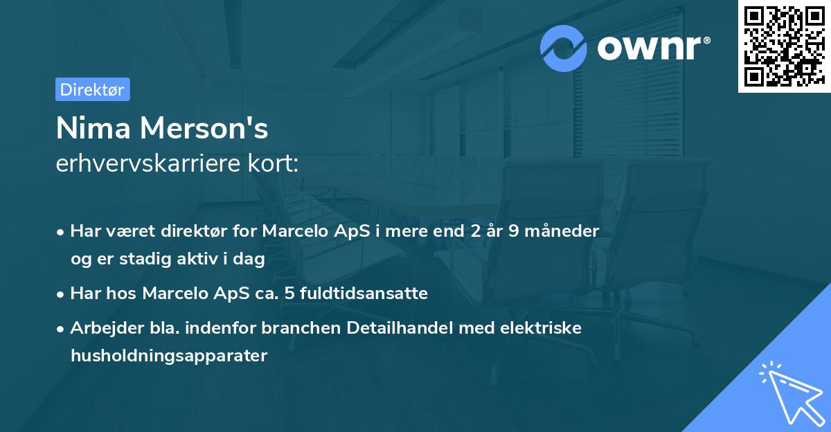 Nima Merson's erhvervskarriere kort