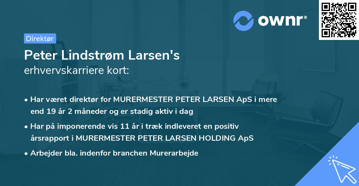 Peter Lindstrøm Larsen's erhvervskarriere kort