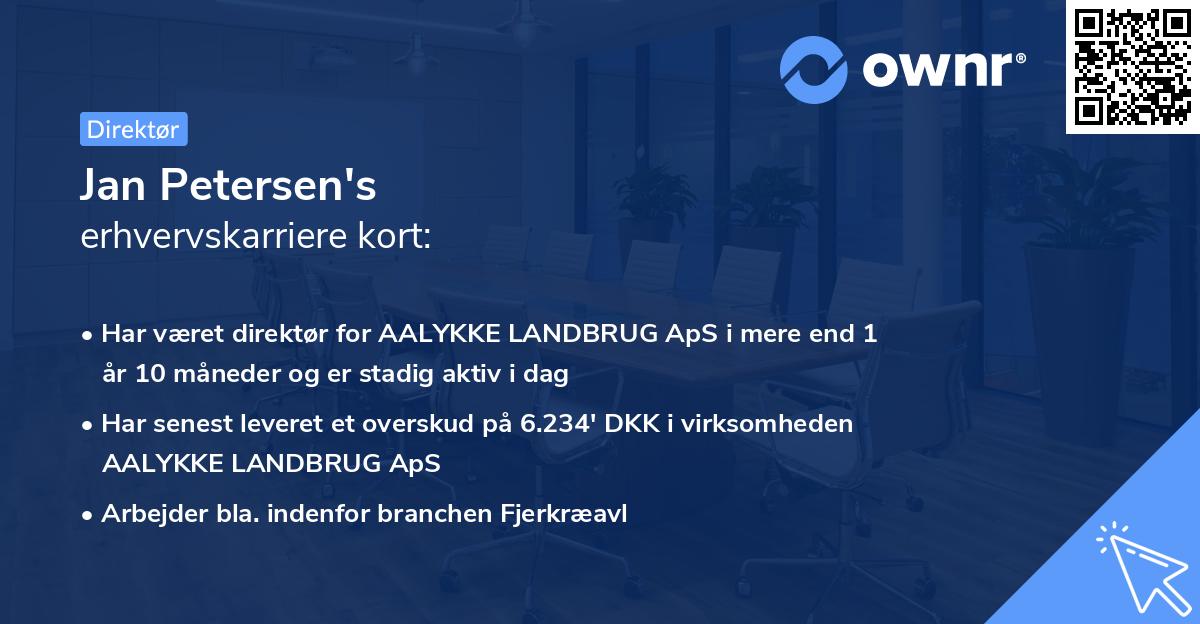 Jan Petersen's erhvervskarriere kort