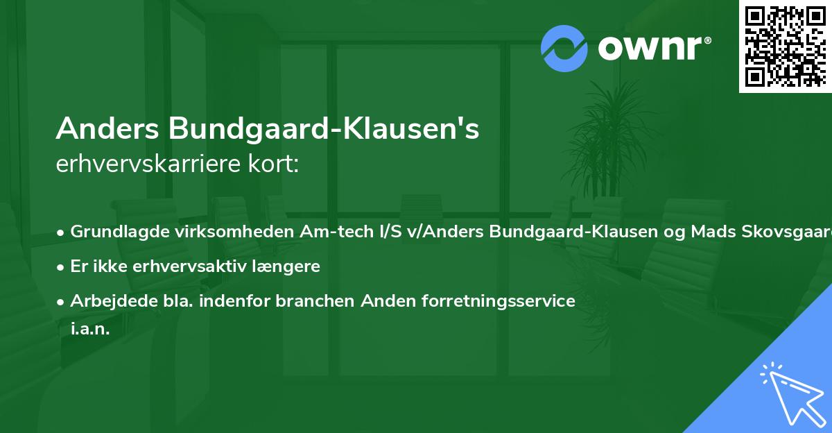 Anders Bundgaard-Klausen's erhvervskarriere kort
