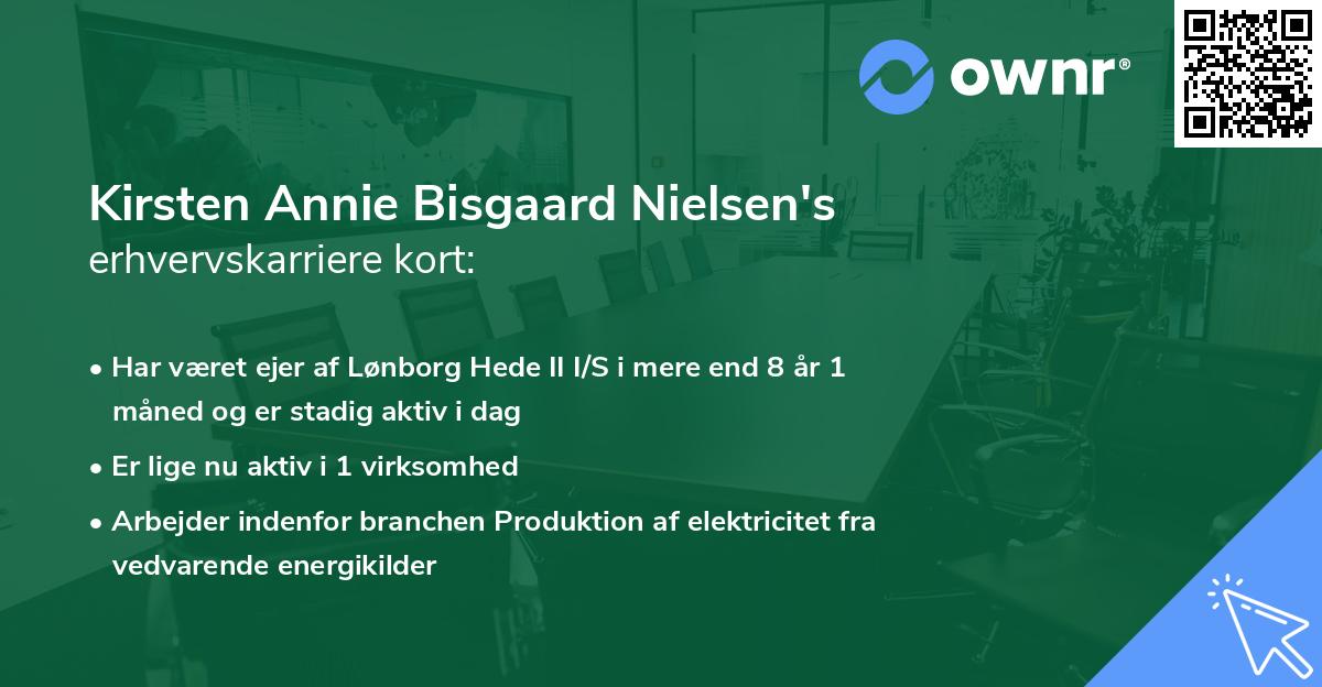 Kirsten Annie Bisgaard Nielsen's erhvervskarriere kort