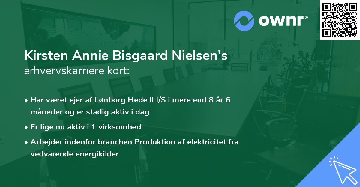 Kirsten Annie Bisgaard Nielsen's erhvervskarriere kort