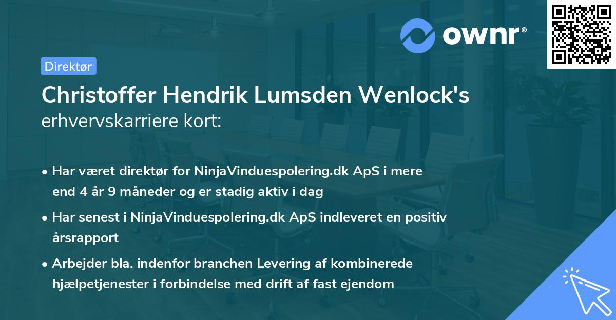 Christoffer Hendrik Lumsden Wenlock's erhvervskarriere kort