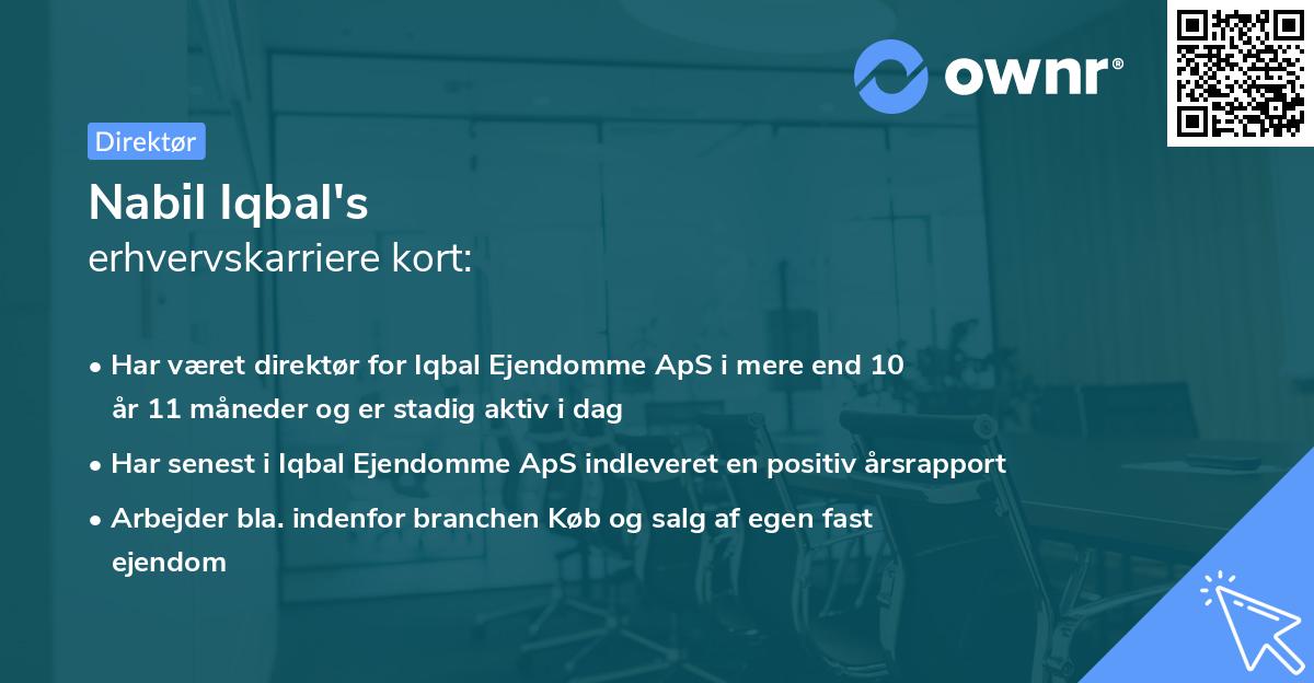 Nabil Iqbal's erhvervskarriere kort