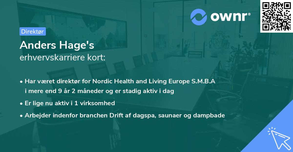 Anders Hage's erhvervskarriere kort