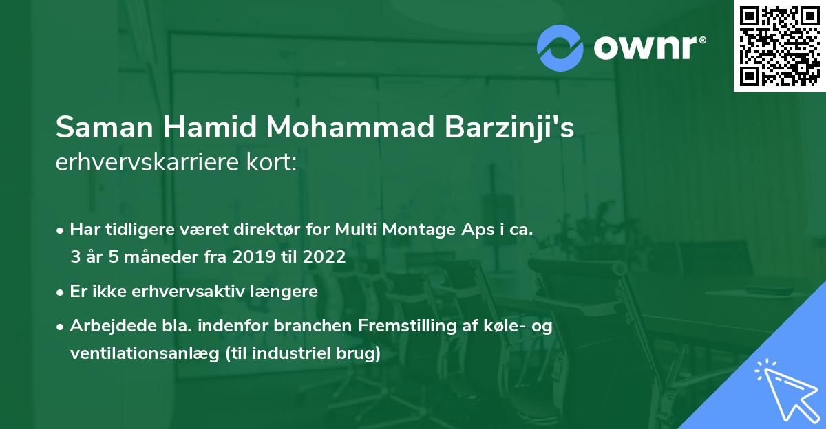 Saman Hamid Mohammad Barzinji's erhvervskarriere kort