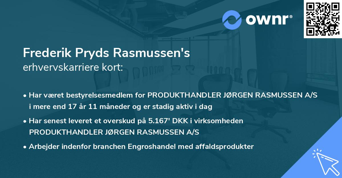 Frederik Pryds Rasmussen's erhvervskarriere kort