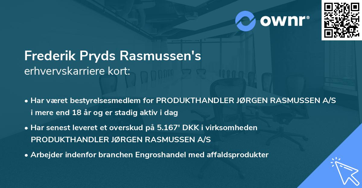 Frederik Pryds Rasmussen's erhvervskarriere kort