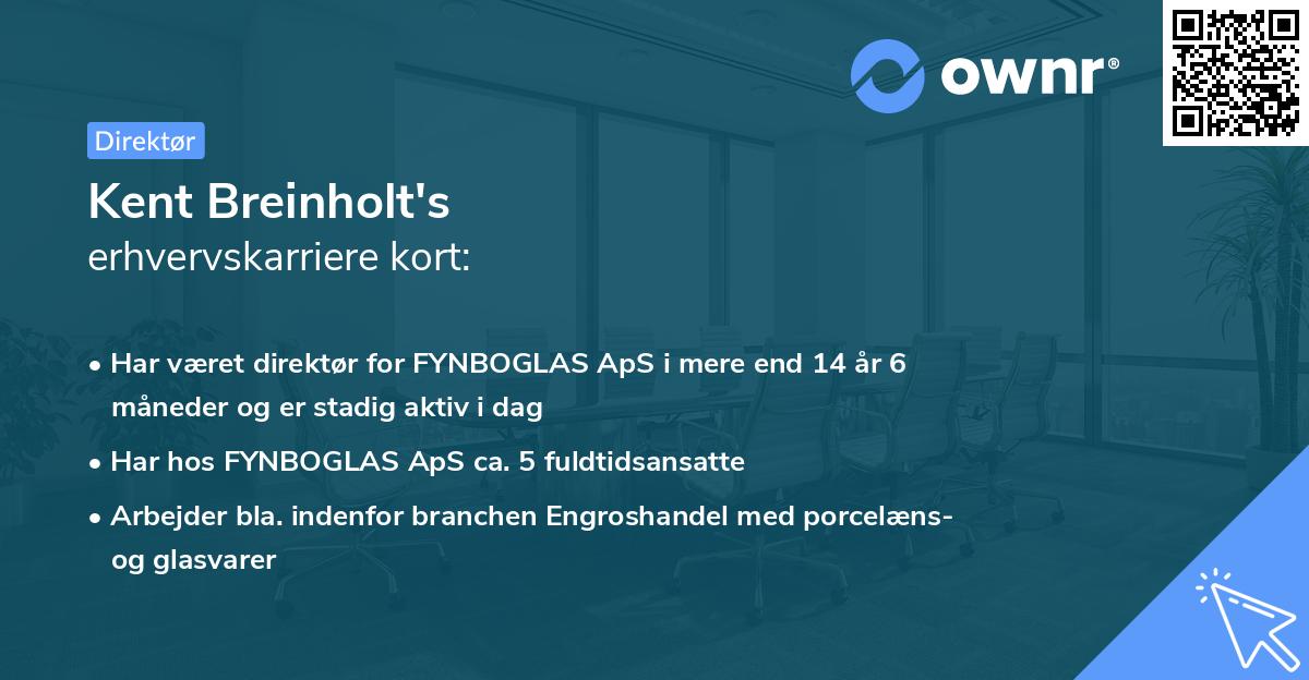 Kent Breinholt's erhvervskarriere kort