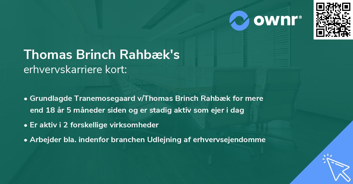 Thomas Brinch Rahbæk's erhvervskarriere kort
