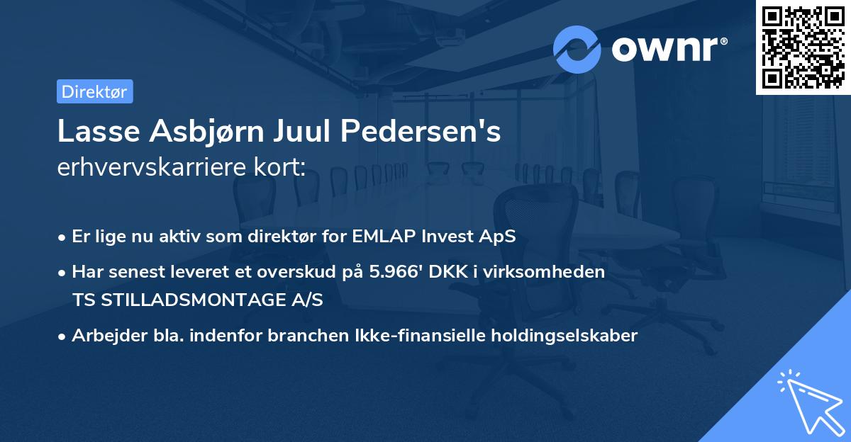 Lasse Asbjørn Juul Pedersen's erhvervskarriere kort