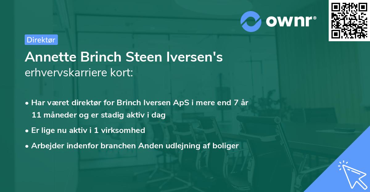 Annette Brinch Steen Iversen's erhvervskarriere kort