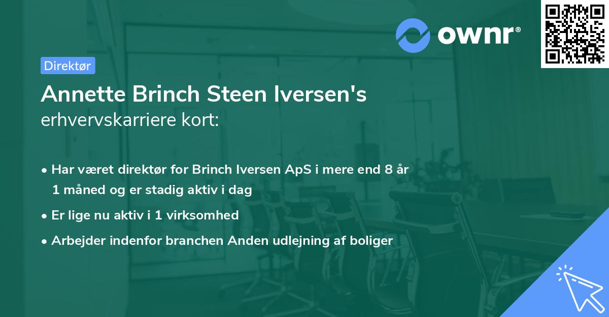 Annette Brinch Steen Iversen's erhvervskarriere kort