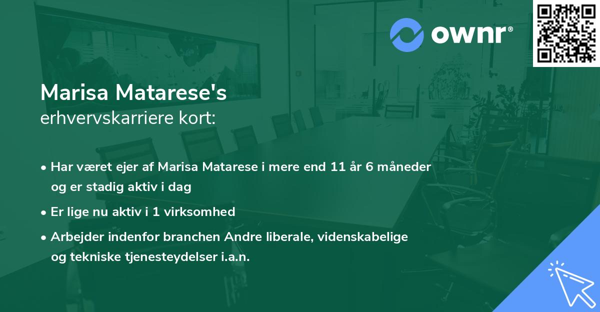 Marisa Matarese's erhvervskarriere kort