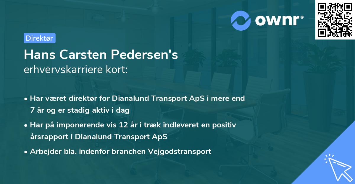 Hans Carsten Pedersen's erhvervskarriere kort