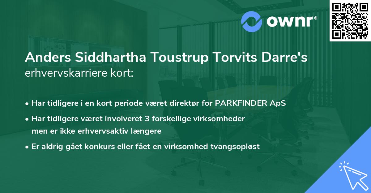 Anders Siddhartha Toustrup Torvits Darre's erhvervskarriere kort