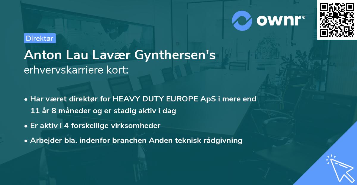 Anton Lau Lavær Gynthersen's erhvervskarriere kort