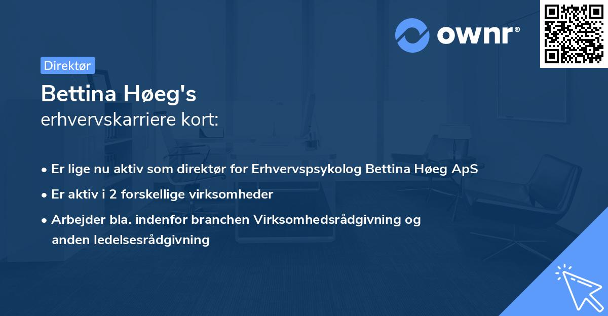 Bettina Høeg's erhvervskarriere kort