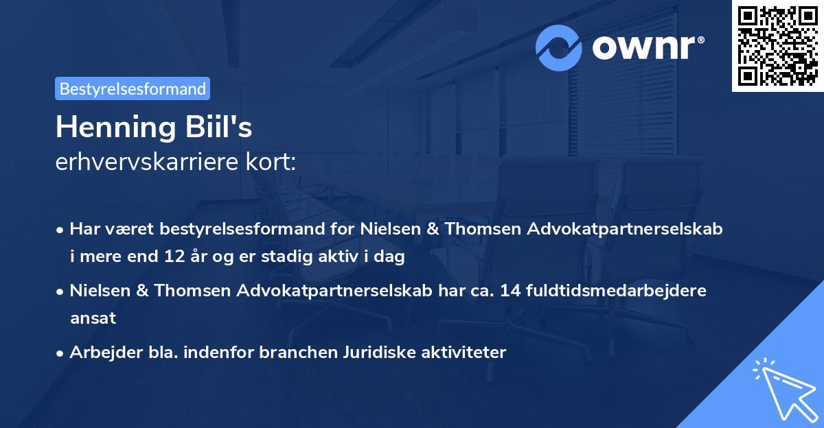 Henning Biil's erhvervskarriere kort