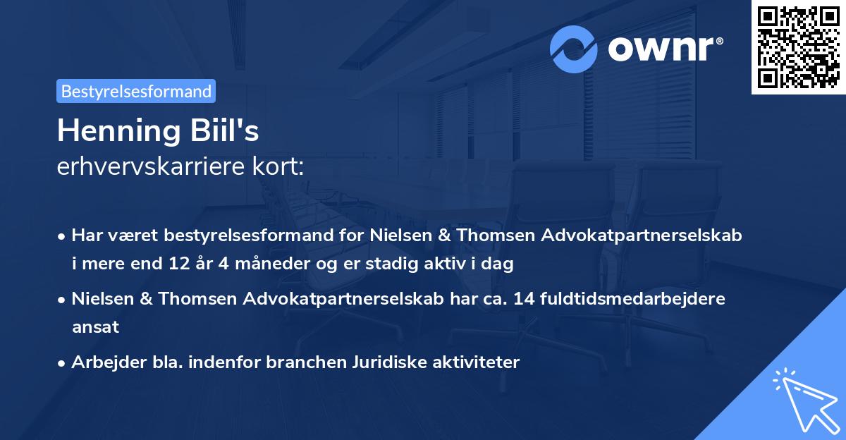 Henning Biil's erhvervskarriere kort