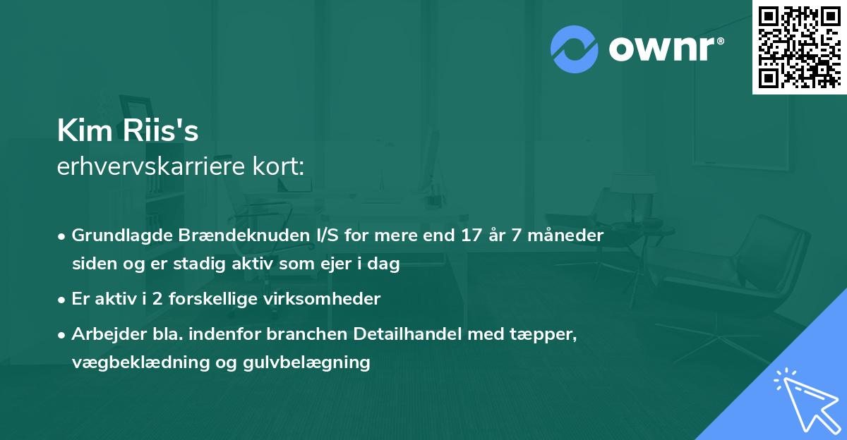 Kim Riis's erhvervskarriere kort