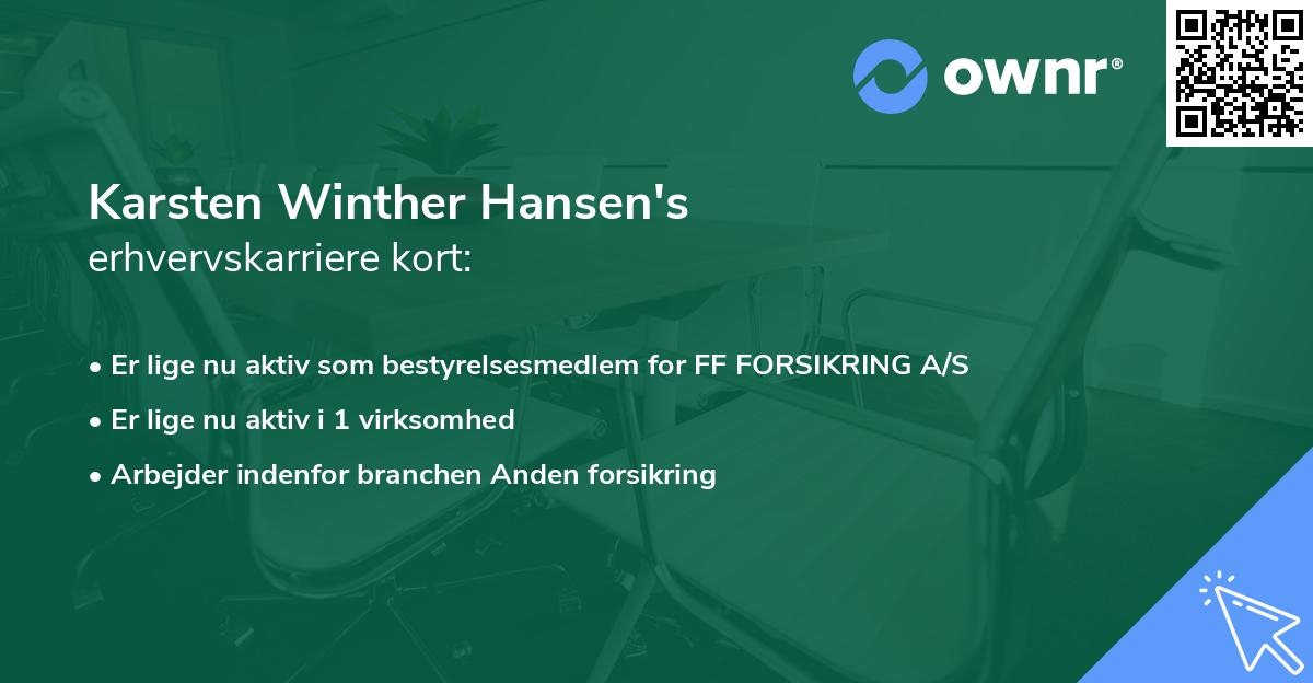 Karsten Winther Hansen's erhvervskarriere kort