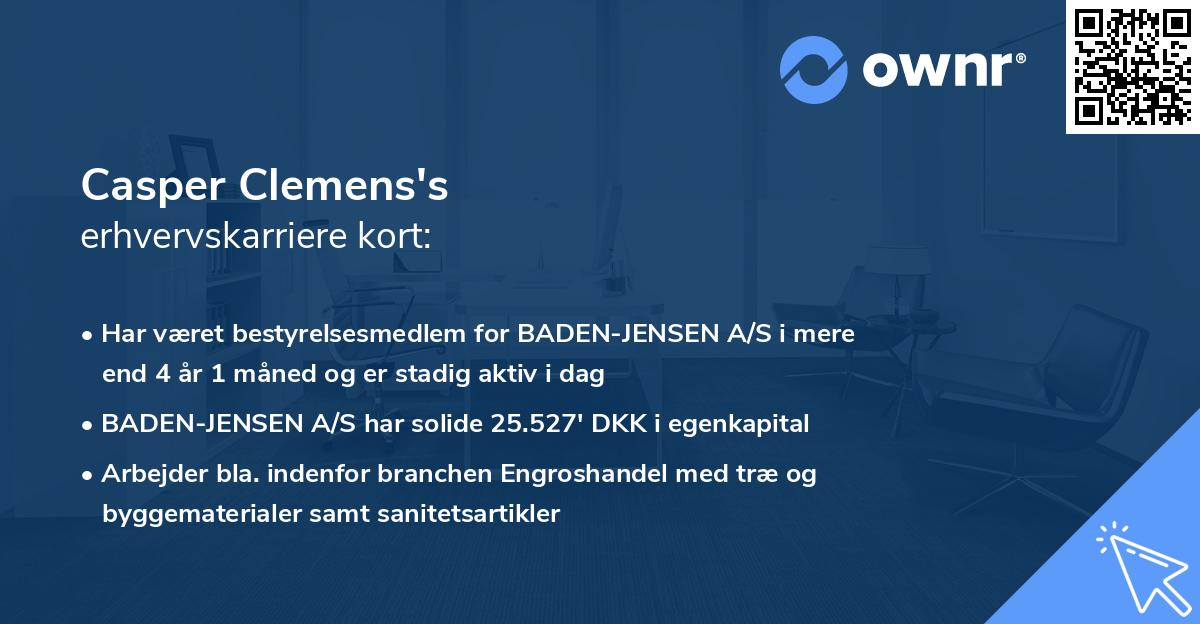 Casper Clemens's erhvervskarriere kort