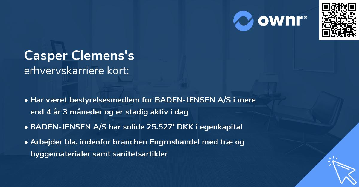 Casper Clemens's erhvervskarriere kort