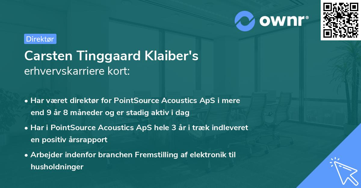 Carsten Tinggaard Klaiber's erhvervskarriere kort