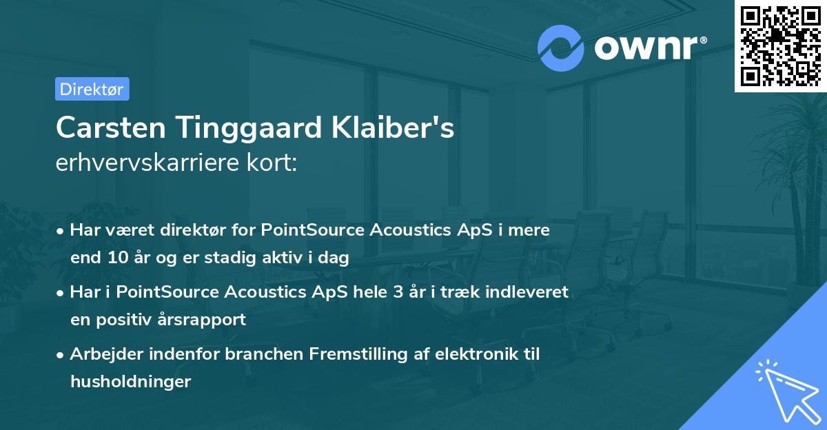 Carsten Tinggaard Klaiber's erhvervskarriere kort