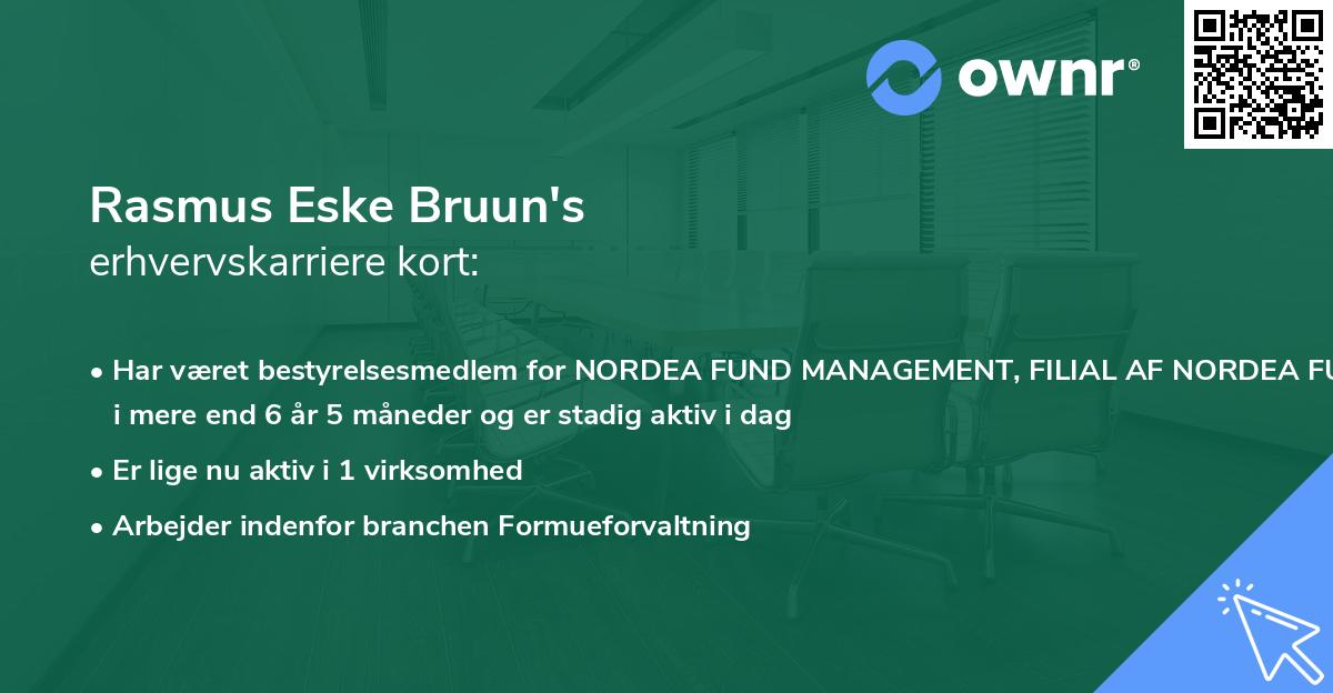 Rasmus Eske Bruun's erhvervskarriere kort