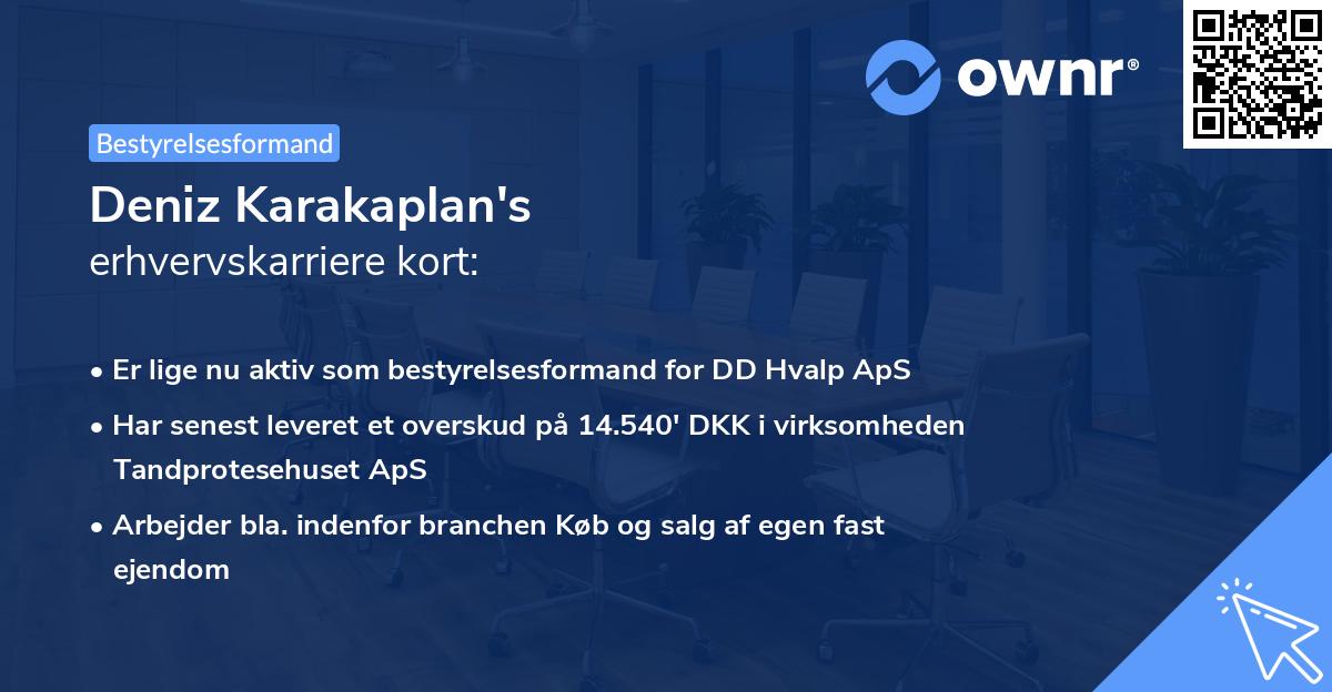Deniz Karakaplan's erhvervskarriere kort