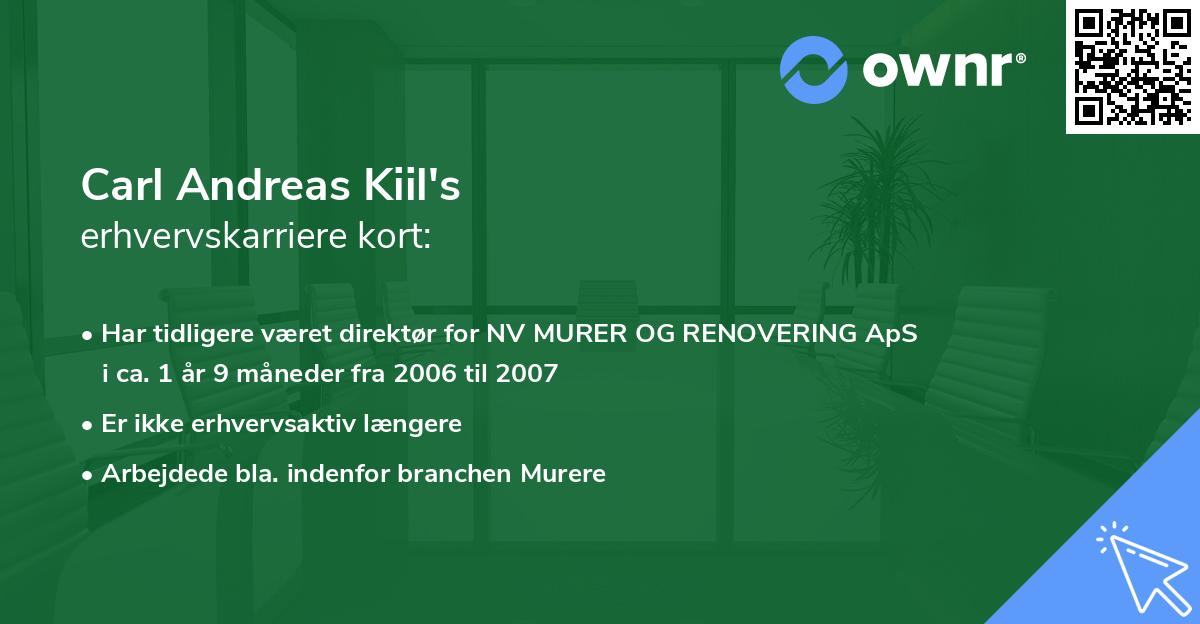 Carl Andreas Kiil's erhvervskarriere kort