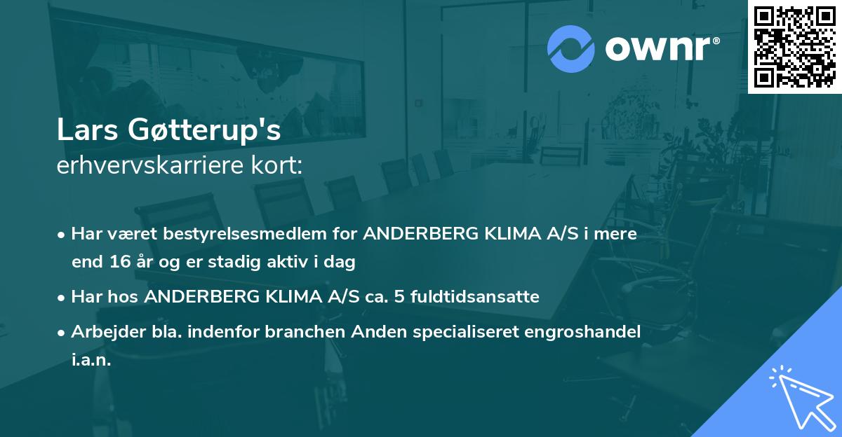 Lars Gøtterup's erhvervskarriere kort